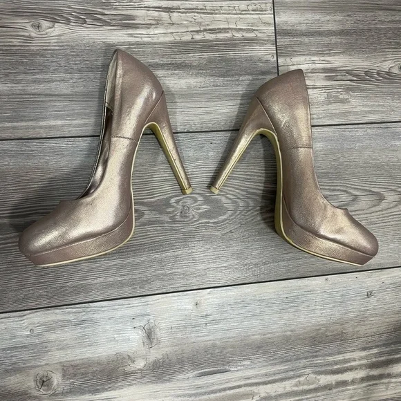 STEVE MADDEN Stiletto Heel Pumps Sparkly Champagne Color Size 7.5 - Picture 6 of 7
